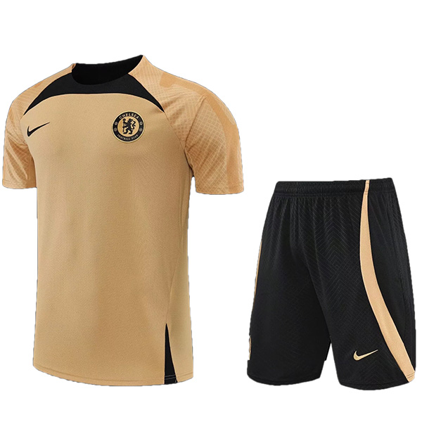 Chelsea training jersey soccer suit men's sportswear uniform football gold top t-shirt 2022-2023